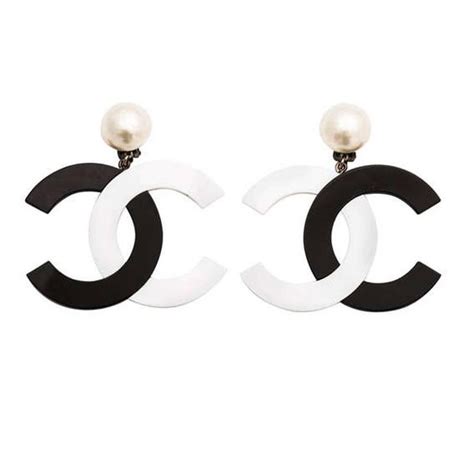 chanel black white cc logo earring|chanel earrings cc logo price.